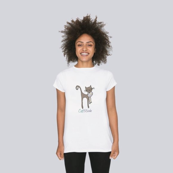 Women's Graphic Print T-Shirt White Crew Neckline Cotton Tee, Size Medium - Picture 1 of 5